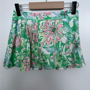 Lilly Pulitzer Green and Pink Floral Skater Skirt girls size SM